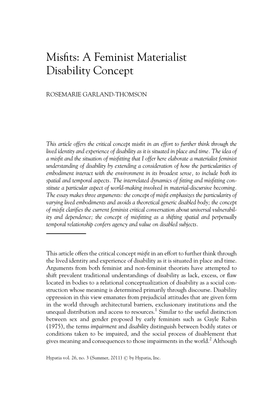 Misfits: a Feminist Materialist Disability Concept