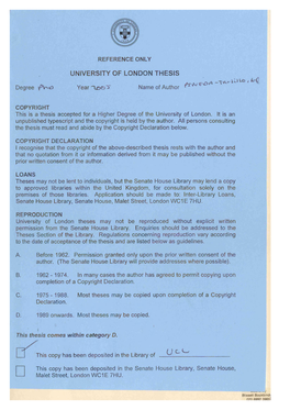 University of London Thesis