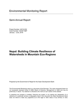 Building Climate Resilience of Watersheds in Mountain Eco-Regions