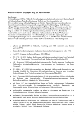 Dr. Peter Huemer, 1959 in Feldkirch (Vorarlberg) Geboren, Befasst Sich Seit Seiner Frühesten Jugend Mit Schmetterlingen