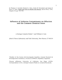 Influence of Airborne Contaminants on Olfaction and the Common Chemical Sense