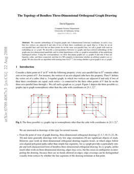 The Topology of Bendless Three-Dimensional Orthogonal Graph Drawing