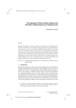 The Typology of Pame Number Systems and the Limits of Mesoamerica As a Linguistic Area