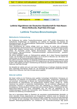 Leitlinie Tracheo-Bronchoskopie