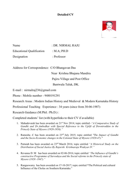 DR. NIRMAL RAJU Educational Qualification : M.A; PH.D Designation : Professor