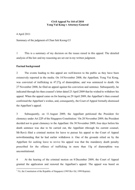 Civil Appeal No 144 of 2010 Yong Vui Kong V Attorney-General 4 April