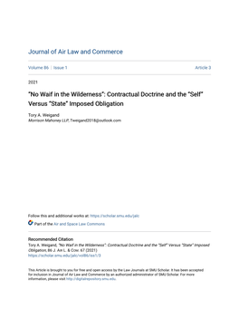 Contractual Doctrine and the Â•Œselfâ•Š Versus Â•Œstateâ•Š Imposed Obli