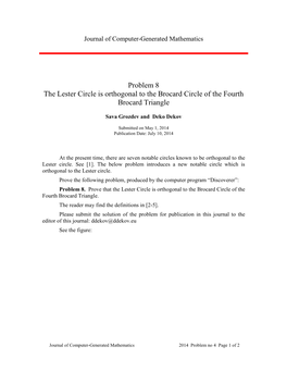 Sava Grozdev and Deko Dekov, the Lester Circle Is Orthogonal to the Brocard Circle Of