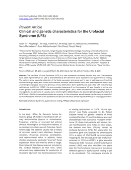 Review Article Clinical and Genetic Characteristics for the Urofacial Syndrome (UFS)