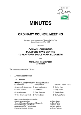 Minutes of Ordinary Council