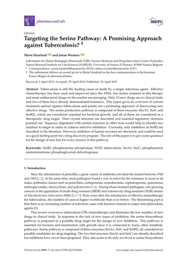 Targeting the Serine Pathway: a Promising Approach Against Tuberculosis? †