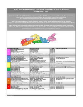 Nova Scotia Management of Construction and Demolition Debris Quick Reference Guide