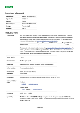 Datasheet: VPA00385 Product Details