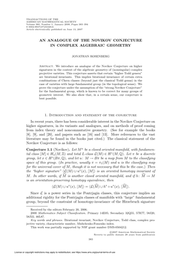 An Analogue of the Novikov Conjecture in Complex Algebraic Geometry