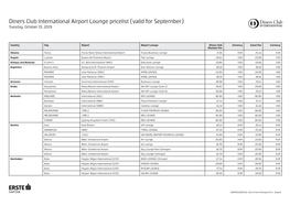 Diners Club International Airport Lounge Pricelist (Valid for September) Tuesday, October 15, 2019