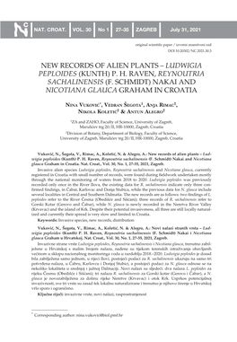 New Records of Alien Plants – Ludwigia Peploides (Kunth) P. H. Raven, Reynoutria Sachalinensis (F
