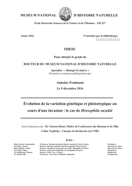 Évolution De La Variation Génétique Et Phénotypique Au Cours D'une Invasion