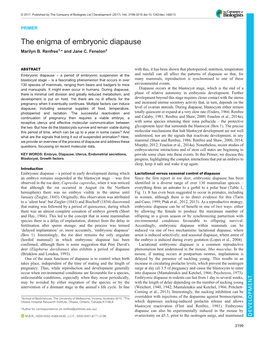 The Enigma of Embryonic Diapause Marilyn B