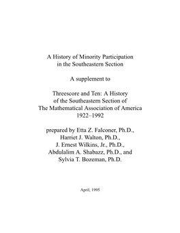 A History of Minority Participation in the Southeastern Section