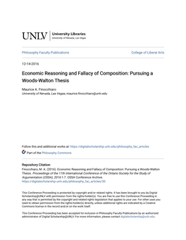 Economic Reasoning and Fallacy of Composition: Pursuing a Woods-Walton Thesis