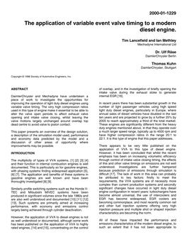 The Application of Variable Event Timing to a Modern Diesel Engine