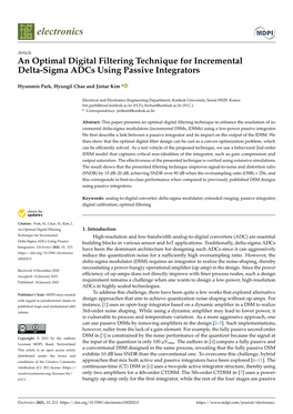 An Optimal Digital Filtering Technique for Incremental Delta-Sigma Adcs Using Passive Integrators