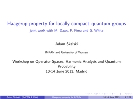 Haagerup Property for Locally Compact Quantum Groups Joint Work with M