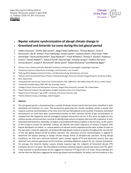 Greenland and Antarctic Ice Cores During the Last Glacial Period