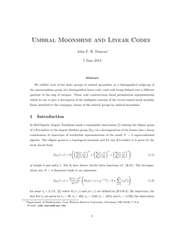 Umbral Moonshine and Linear Codes