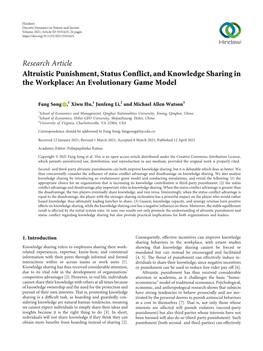 Altruistic Punishment, Status Conflict, and Knowledge Sharing in the Workplace: an Evolutionary Game Model