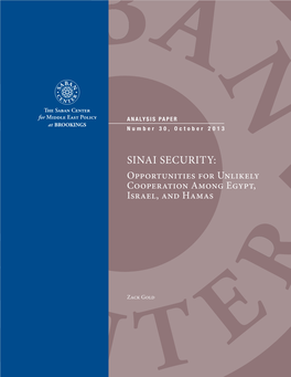 SINAI SECURITY: Opportunities for Unlikely Cooperation Among Egypt, Israel, and Hamas