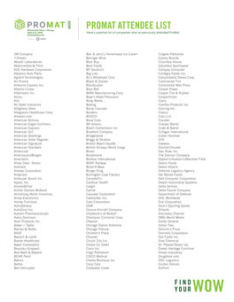 PROMAT ATTENDEE LIST Here’S a Partial List of Companies Who’Ve Previously Attended Promat