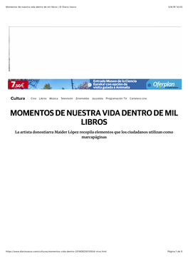 Momentos De Nuestra Vida Dentro De Mil Libros | El Diario Vasco.Pdf