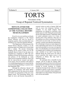 TORTS Newsletter of the Troop of Reputed Tortricid Systematists