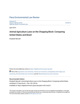 Animal Agriculture Laws on the Chopping Block: Comparing United States and Brazil