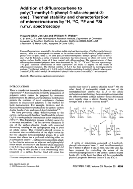 Addition of Difluorocarbene to Poly (1 -Methyl-1 -Phenyl-1 -Sila-Cis-Pent-3- Ene)