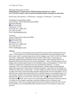 1 TRB Paper Manuscript #12-0414 Maintaining Key Transit Services