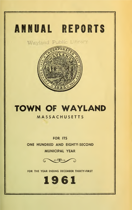 Annual Reports Town of Wayland Massachusetts