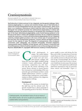 Craniosynostosis HAIDAR KABBANI, M.D., and TALKAD S