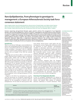 Rare Dyslipidaemias, from Phenotype to Genotype to Management: a European Atherosclerosis Society Task Force Consensus Statement