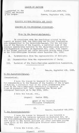 LEAGUE of NATIONS Cv^Unicnted to the C.332.M.169 .1935 .VII