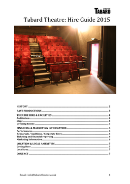 Tabard Theatre: Hire Guide 2015