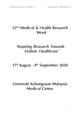 22Nd Medical & Health Research Week