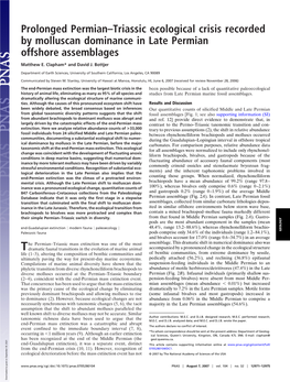 Prolonged Permian–Triassic Ecological Crisis Recorded by Molluscan Dominance in Late Permian Offshore Assemblages