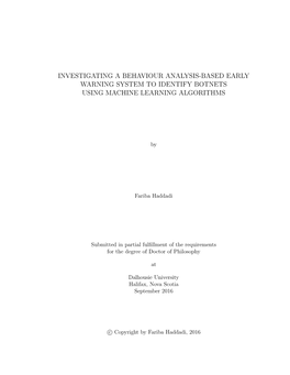 Investigating a Behaviour Analysis-Based Early Warning System to Identify Botnets Using Machine Learning Algorithms