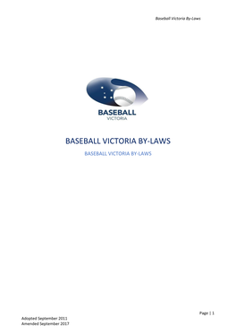 Baseball Victoria By-Laws