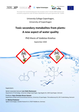 Toxic Secondary Metabolites from Plants: a New Aspect of Water Quality