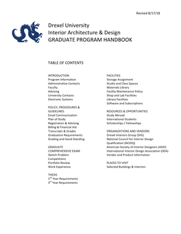 Interior Architecture & Design GRADUATE PROGRAM HANDBOOK