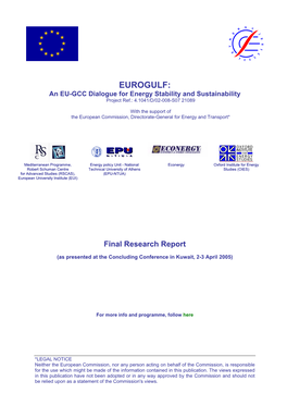 EUROGULF: an EU-GCC Dialogue for Energy Stability and Sustainability Project Ref.: 4.1041/D/02-008-S07 21089