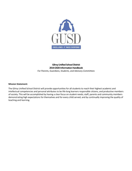Gilroy Unified School District 2019-2020 Information Handbook for Parents, Guardians, Students, and Advisory Committees